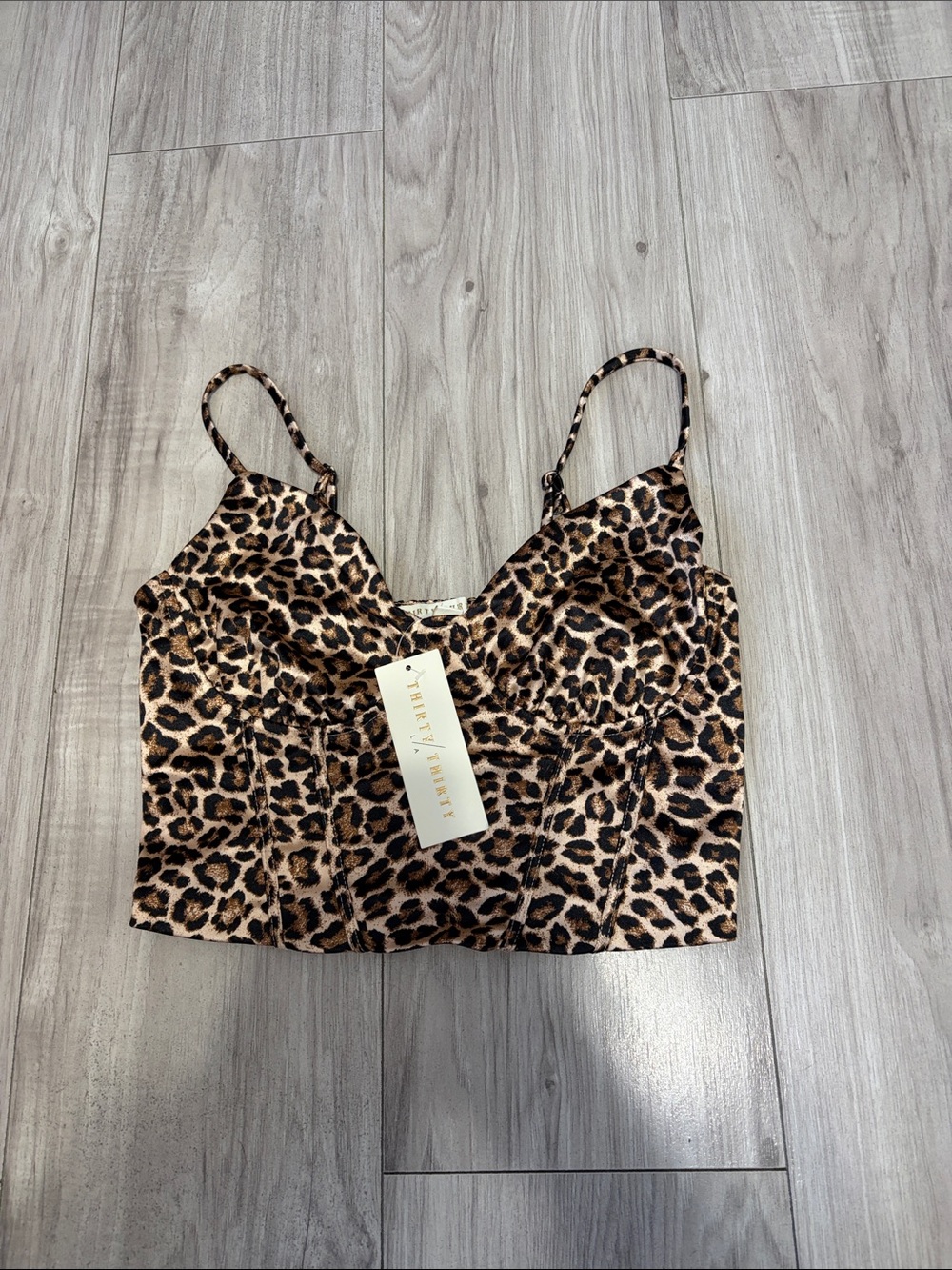 Leopard Print Satin Cami Top - Brown/Black